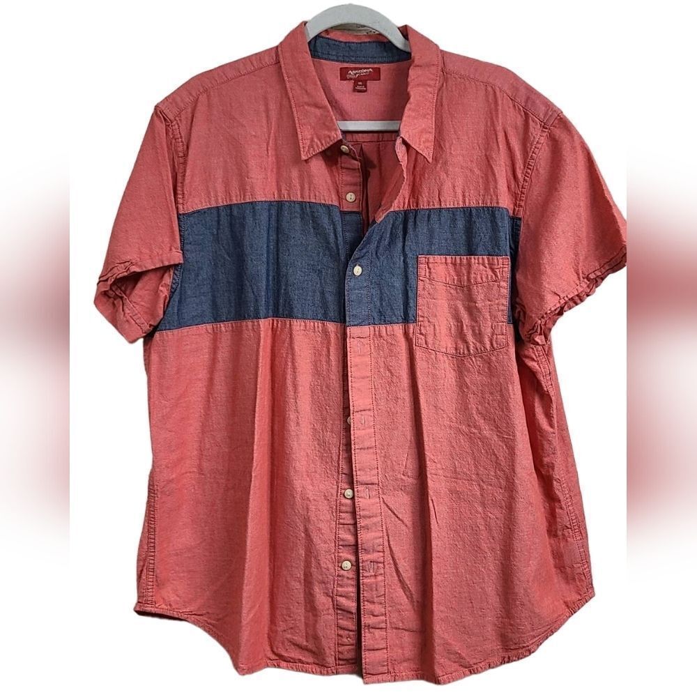 Vintage Arizona Men's XXL Chambray Short Sleeve Camp Casual Button Down Shirt